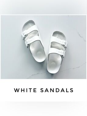 White sandals size 5 platform EVA buckle lightweight foam cloud